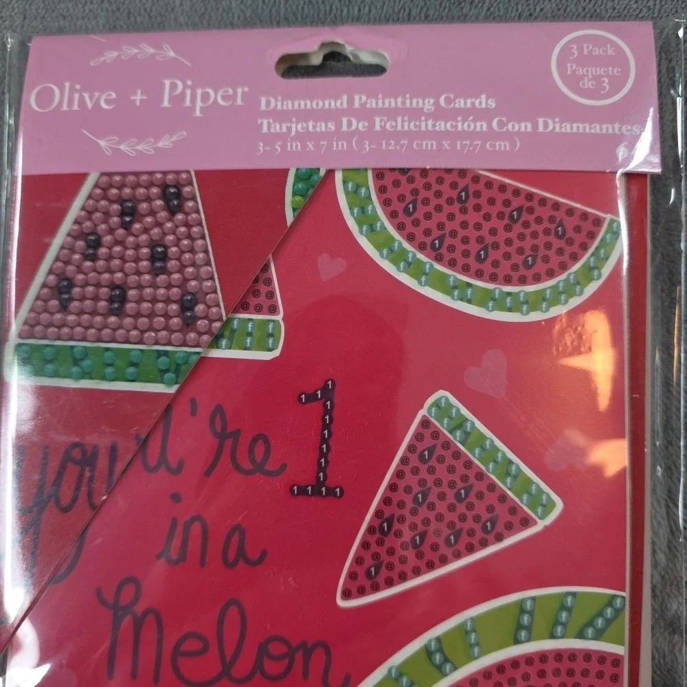 Party Ideas Valentines‎ OLIVE+PIPER 3 Pack Diamond Painting Cards Watermelon
